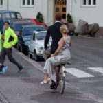 A newly-wedded couple off to the honeymoon, by bicycle